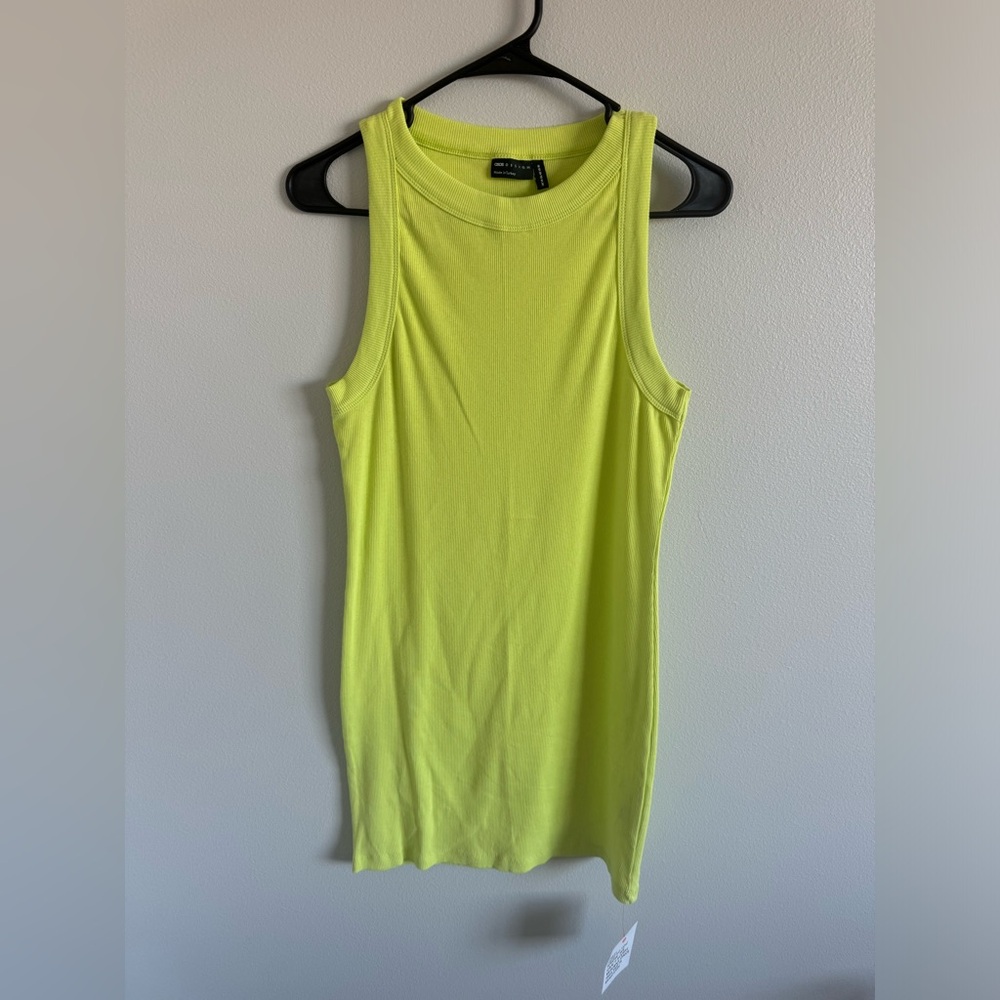 NWT ASOS - Ribbed Mini Dress - Neon Green - Womens Sz 10